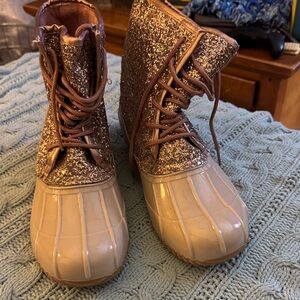 Glittery Lace-Up Boots